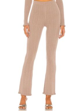 Tularosa Ribbed Flare Knit Pants - Taupe